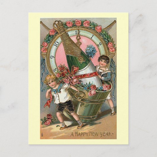 「新年おめでとう」ヴィンテージ シーズンポストカード (正面)