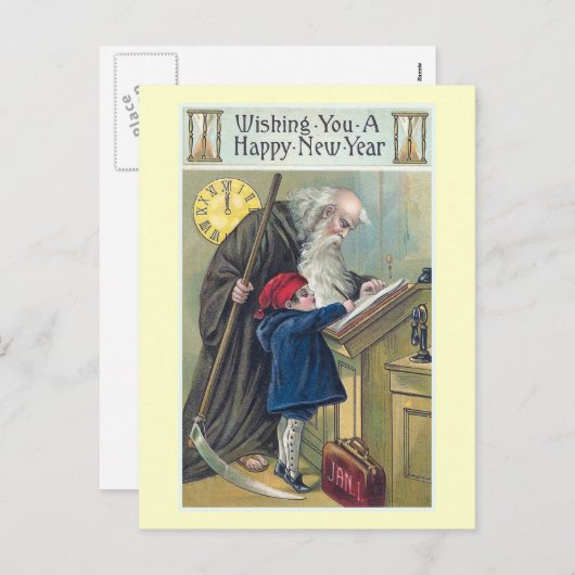 「新年おめでとう」ヴィンテージ シーズンポストカード (正面/裏面)