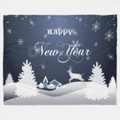 新年おめでとう！冬のおとぎ話のファンタジー フリースブランケット (正面(横))