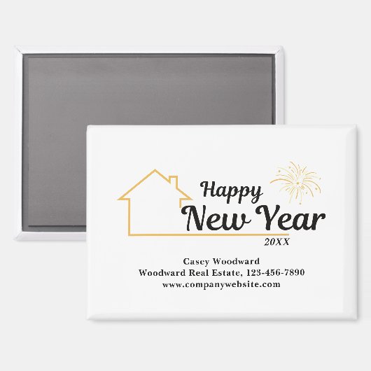 新年おめでとう | 実在パーソナライズされた財モダン団 マグネット (正面/裏面)