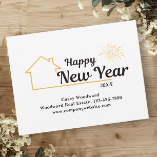 新年おめでとう 実在Estate Mailers Minimalist シーズンポストカード