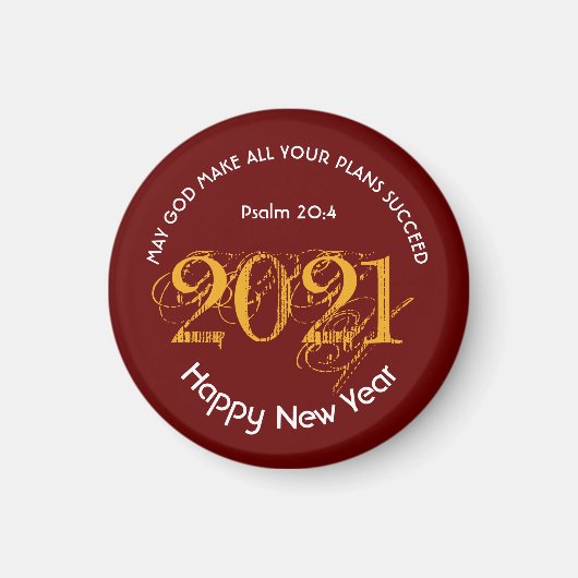 新年おめでとう |神様の計画が成功 | 2021 マグネット (正面)