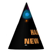 「新年おめでとう！」+花火のような模様 パーティーハット (左)