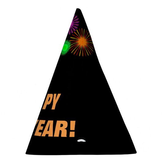 「新年おめでとう！」+花火のような模様 パーティーハット (右)