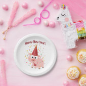 新年おめでとう！豚 ペーパープレート (パーティー)