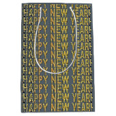 新年おめでとう 黄色+金色 ミディアムペーパーバッグ (正面)