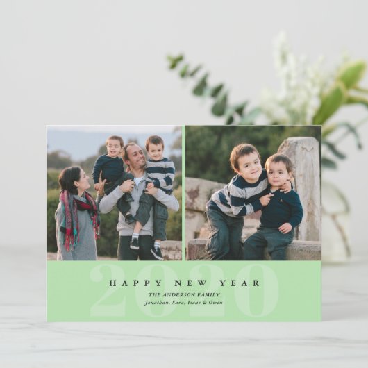 新年おめでとう | 2枚ミニマルの年賀状 シーズンカード (スタンド正面)