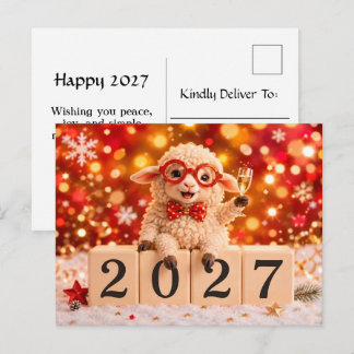 新年おめでとう 2027年 未 羊 シーズンポストカード