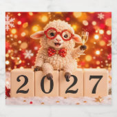 新年おめでとう 2027年 未 羊 スパークリングワインラベル (シングルラベル)