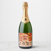 新年おめでとう 2027年 未 羊 スパークリングワインラベル (正面)