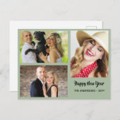 新年おめでとう – PHOTO COLLAGE パーソナライズされた - 2 シーズンポストカード (正面/裏面)