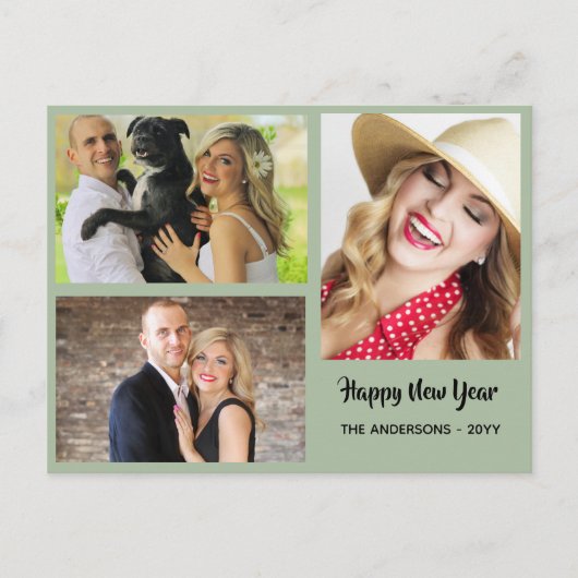 新年おめでとう – PHOTO COLLAGE パーソナライズされた - 2 シーズンポストカード (正面)