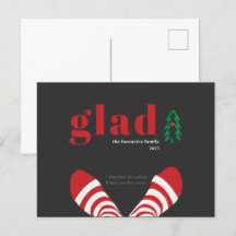 新年おもしろいのシンプルブラックホリディハガキ