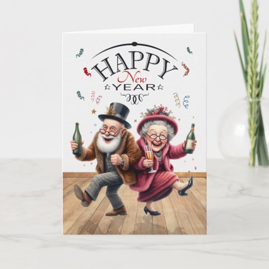 新年おもしろいのヴィンテージ彫刻スタイル高齢者 シーズンカード (正面)