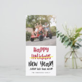 新年おもしろいの取り消し写真おめでとう シーズンカード (スタンド正面)