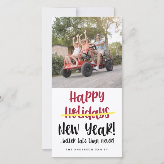 新年おもしろいの取り消し写真おめでとう シーズンカード (正面)