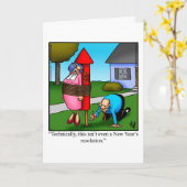 新年おもしろいの挨拶状 カード (黄色い花)