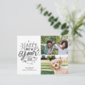 新年おもしろいモダンタイポグラフィ2枚 ポストカード (スタンド正面)