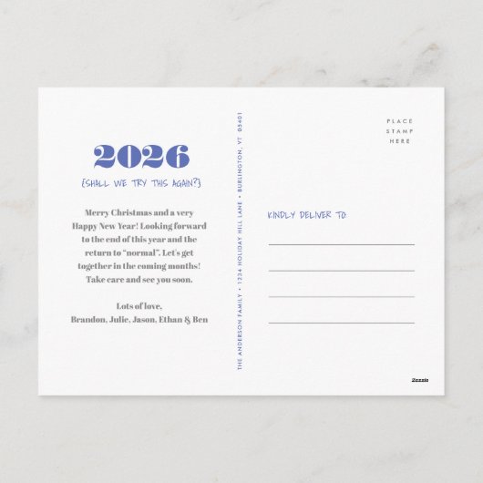 新年おもしろい写真第3回青チャームモダン青 シーズンポストカード (裏面)