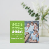 新年おもしろい3回目のチャームモダングリーンフォト シーズンポストカード (スタンド正面)