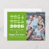 新年おもしろい3回目のチャームモダングリーンフォト シーズンポストカード (正面/裏面)