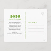 新年おもしろい3回目のチャームモダングリーンフォト シーズンポストカード (裏面)