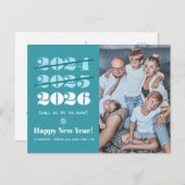 新年おもしろい3回目のチャームモダンティール（緑がかった色）写真 シーズンポストカード (正面/裏面)