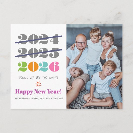 新年おもしろい3回目のチャームモダン写真 シーズンポストカード (正面)