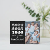 新年おもしろい3回目のチャーム白黒写真 シーズンポストカード (スタンド正面)