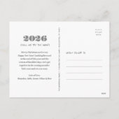 新年おもしろい3回目のチャーム白黒写真 シーズンポストカード (裏面)