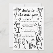新年お洒落パーティーカクテルドリンクカスタム 招待状 (正面)