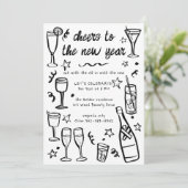 新年お洒落パーティーカクテルドリンクカスタム 招待状 (スタンド正面)