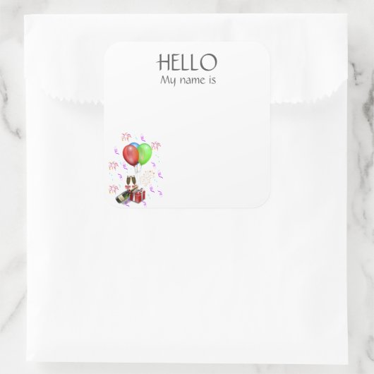 新年お祝いパーティー名タグバッジ スクエアシール (バッグ)