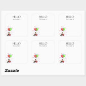 新年お祝いパーティー名タグバッジ スクエアシール (シート)