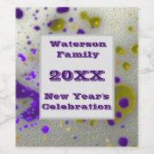 新年お祝いモダンシルバーファミリーパーティー ワインラベル (シングルラベル)