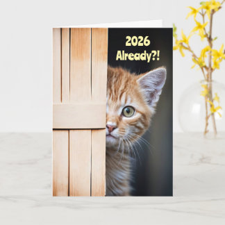 新年かわいい面白い2026年しょうが色オレンジの子猫 カード
