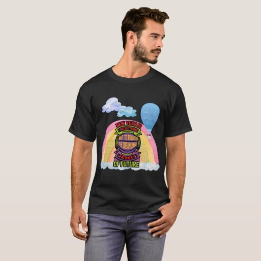 新年がきらきら光る曇り空 Tシャツ (正面フル)