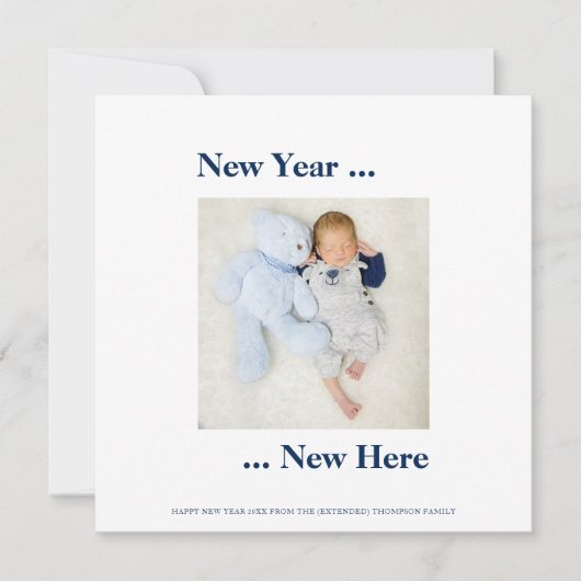 新年ここに写真男の赤ちゃん誕生ネイビーブルー (正面)