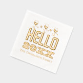 新年こんにちは20xxワイングラスの家族の名前 箔ナプキン (左)