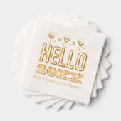 新年こんにちは20xxワイングラスの家族の名前 箔ナプキン (インサイチュ (積み重ね))