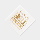 新年こんにちは20xxワイングラスの家族の名前 箔ナプキン (右)