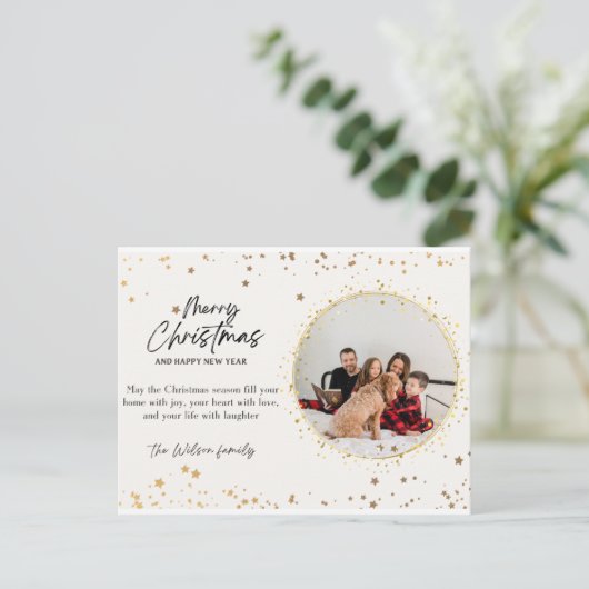 新年とメリークリスマス2024グリーティングカード ポストカード (スタンド正面)