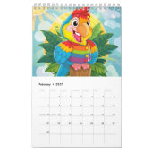 新年と幸おもしろい福な動物 カレンダー (2月 2027)