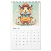 新年と幸おもしろい福な動物 カレンダー (3月 2027)