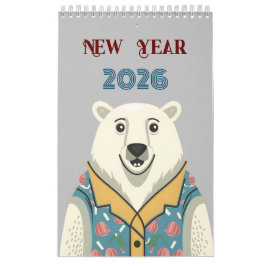 新年と幸おもしろい福な動物 カレンダー