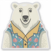 新年と幸おもしろい福な動物 シール (正面)