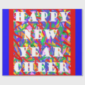 新年と応援挨拶モザイク模様 ラッピングペーパー (フラット)