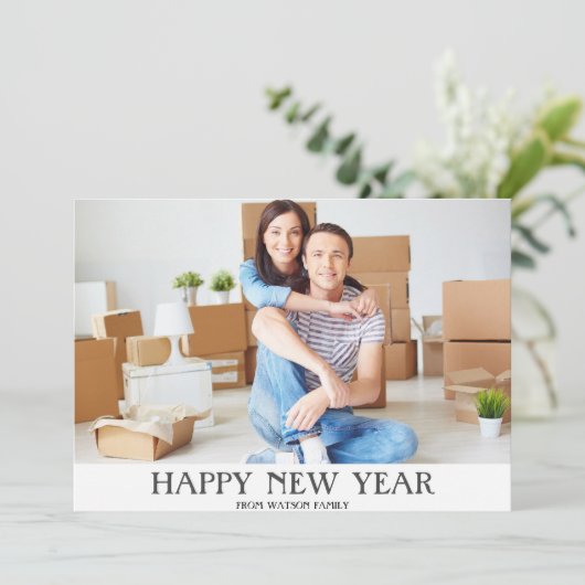 新年と新しい住所の写真 | カレンダー付き シーズンカード (スタンド正面)