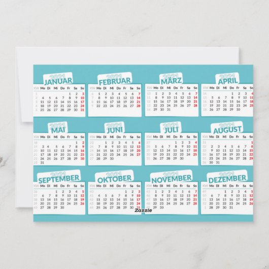 新年と新しい住所の写真 | カレンダー付き シーズンカード (裏面)