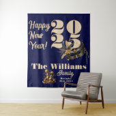 新年に向かってリングしようパーティーグラマラス青 タペストリー (インサイチュ)